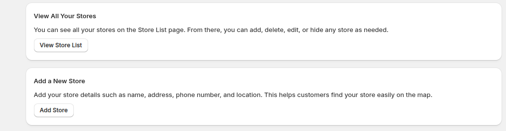 View and Add Stores