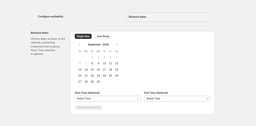 Delivery Blockout Dates