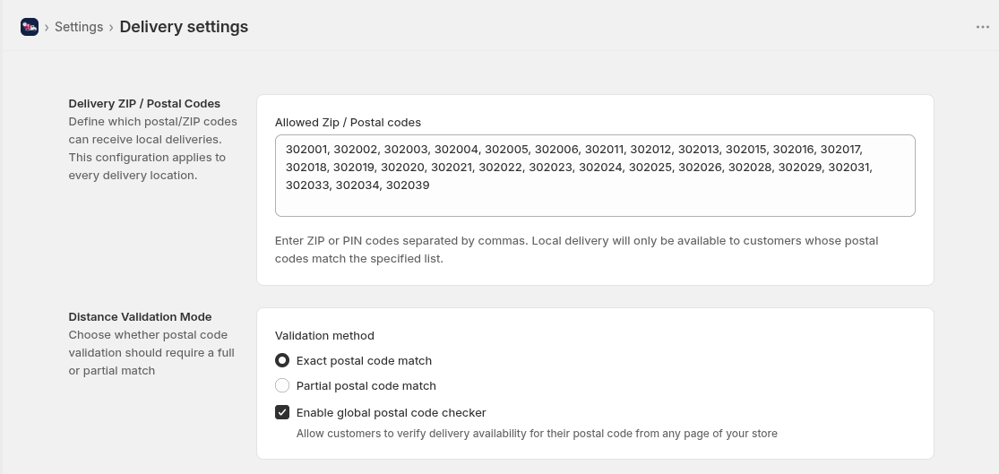 Delivery Settings 1