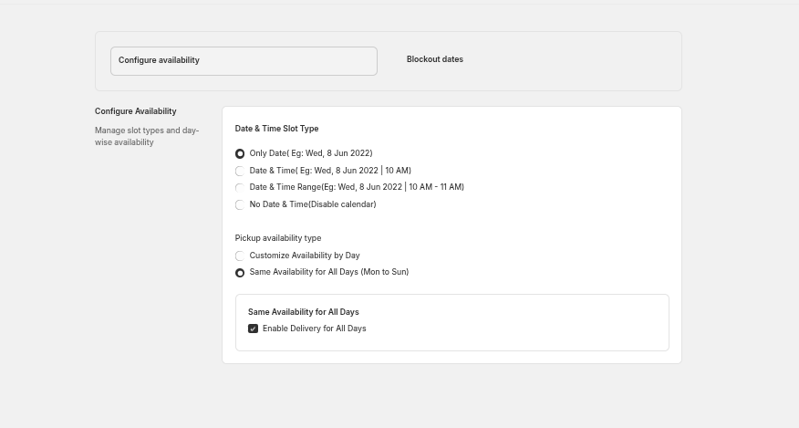 Pickup Availability