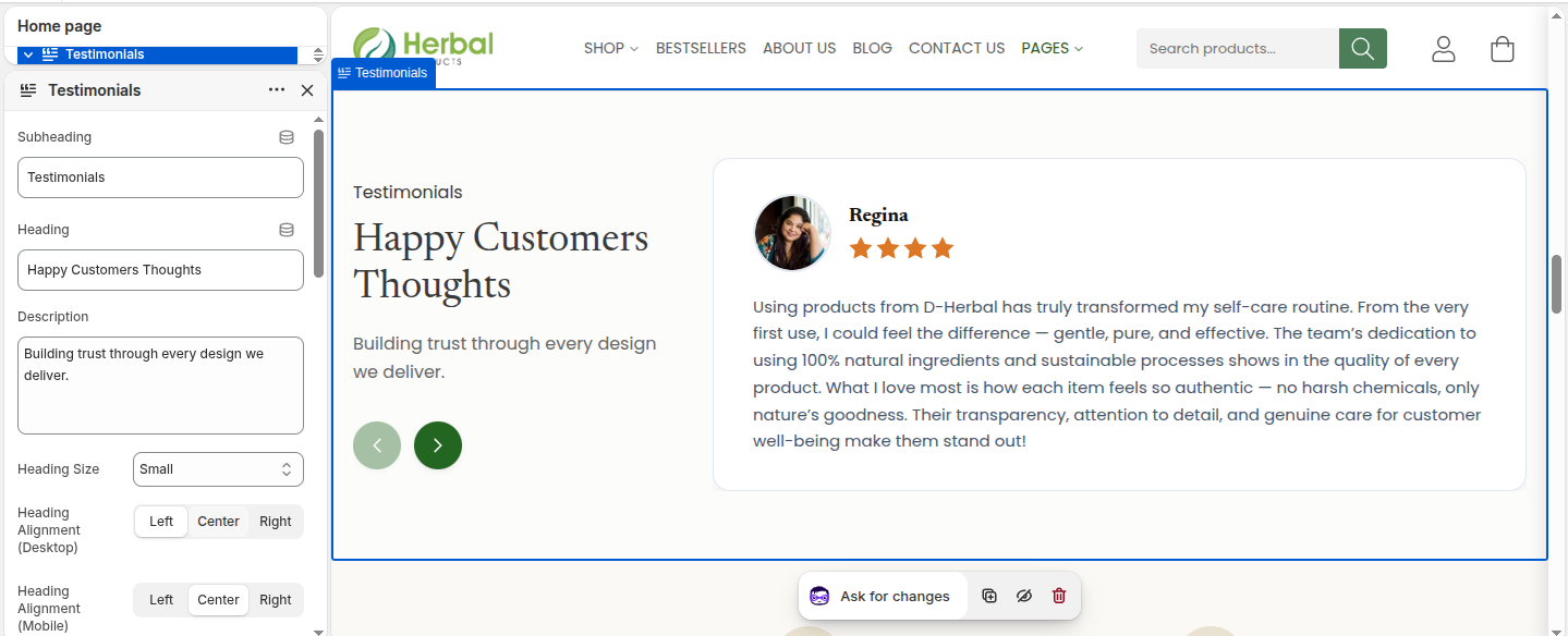 Testimonials Screenshot