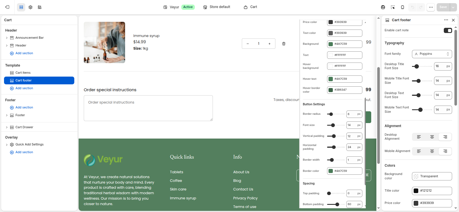 Cart footer Screenshot