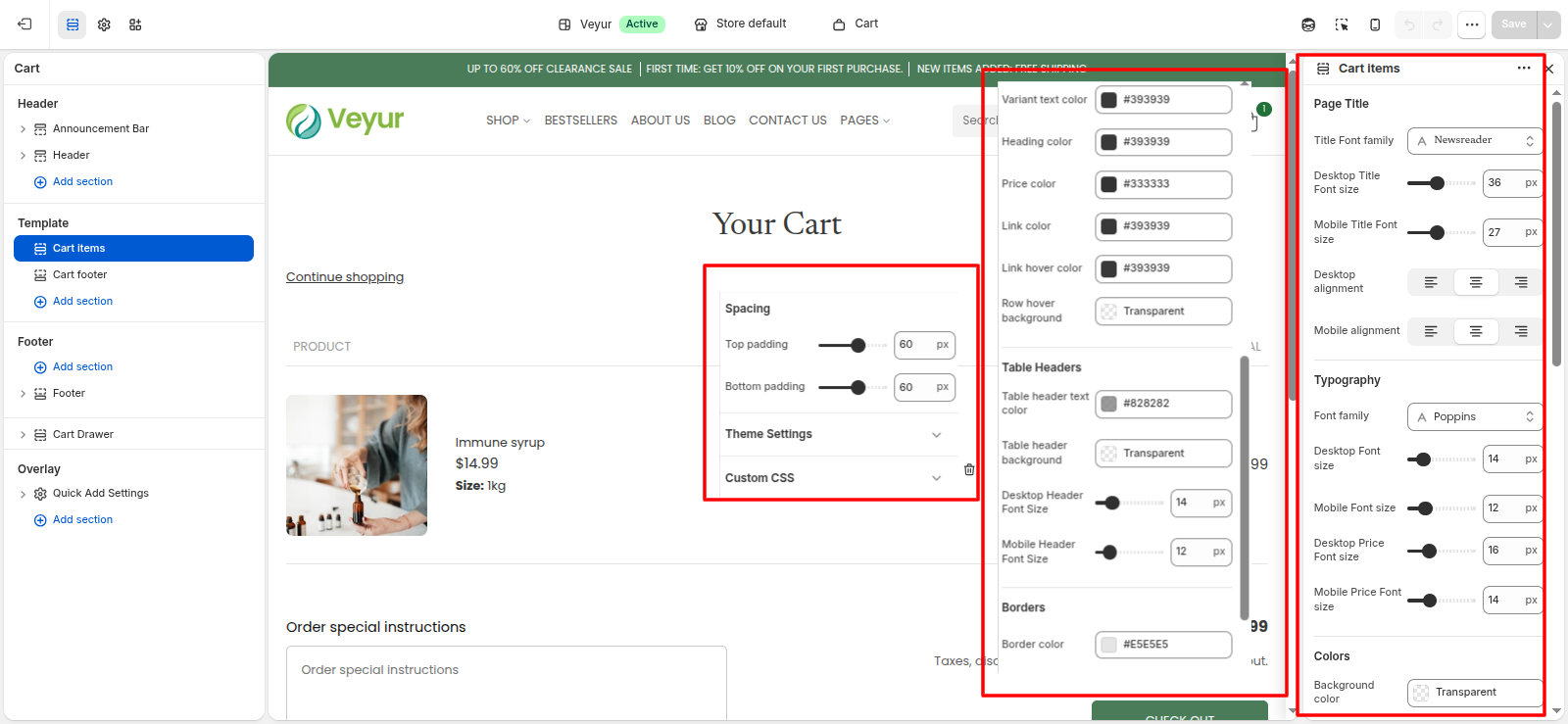 Cart items Screenshot